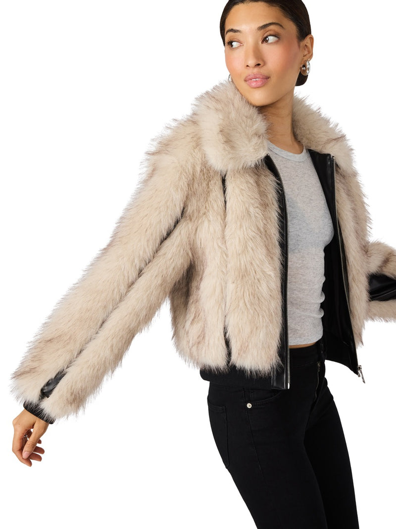 Steve Madden Charmaine Faux Fur Jacket in natural 