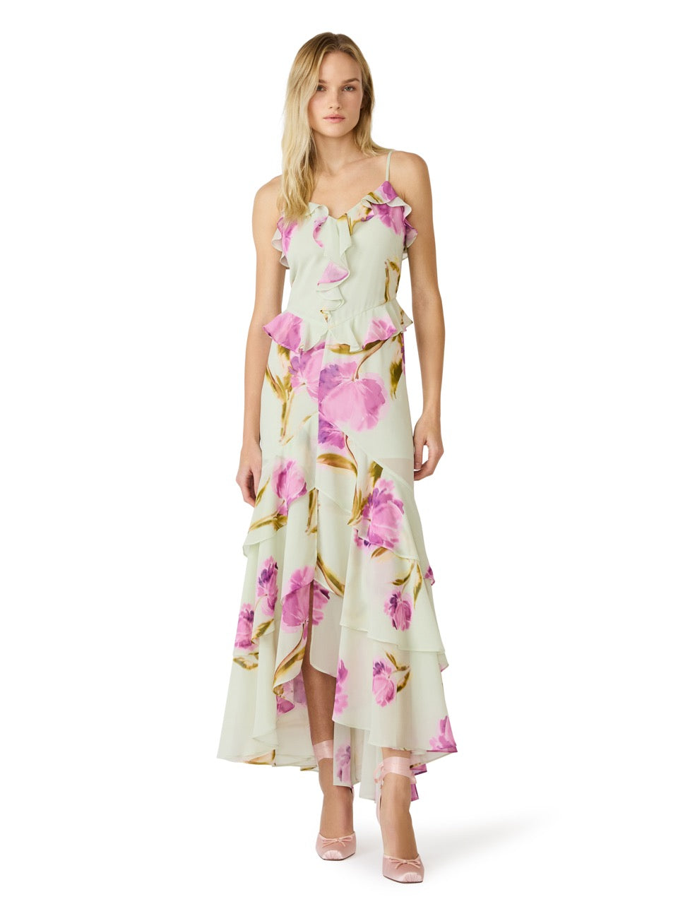 Steve Madden Ciara Floral Ruffle Maxi Dress english rose 