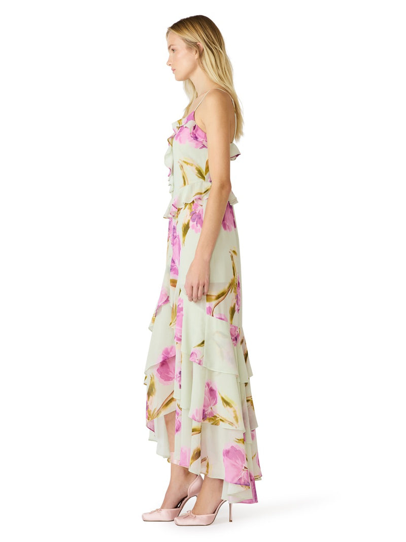 Steve Madden Ciara Floral Ruffle Maxi Dress english rose 