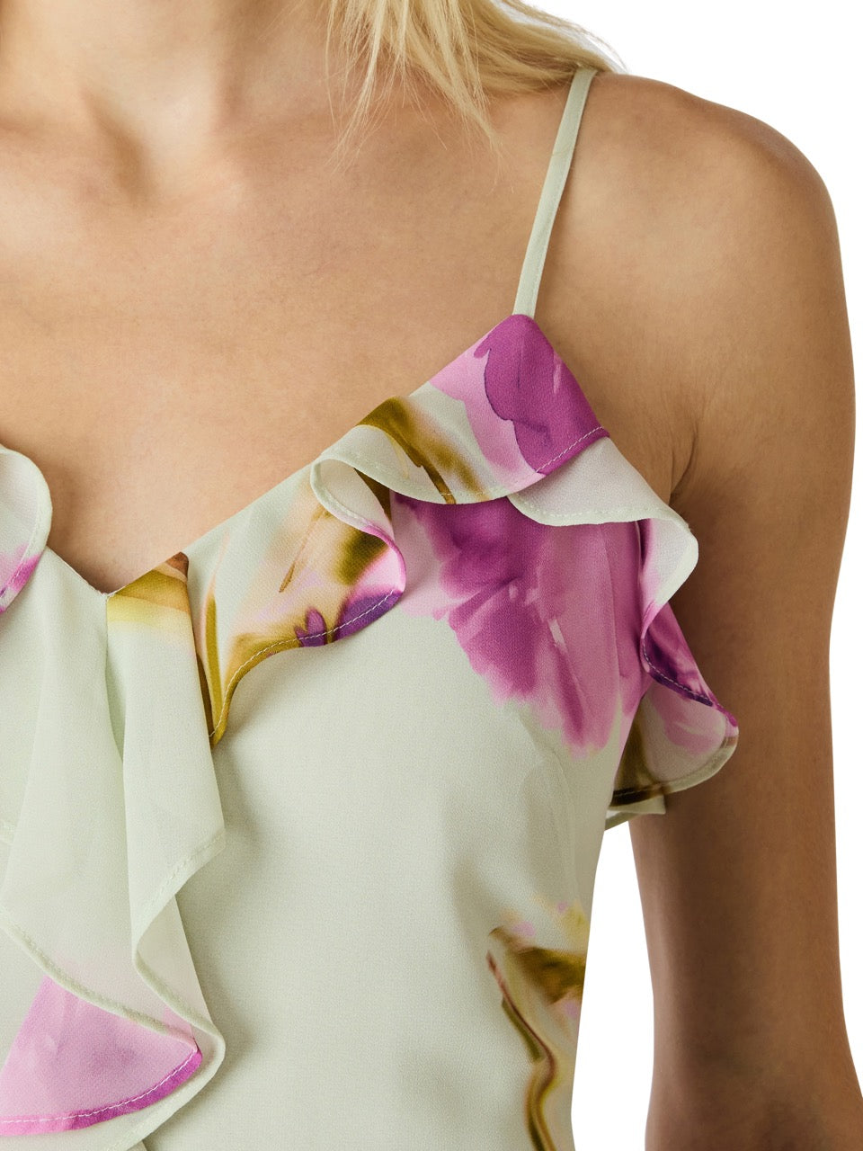 Steve Madden Ciara Floral Ruffle Maxi Dress english rose 