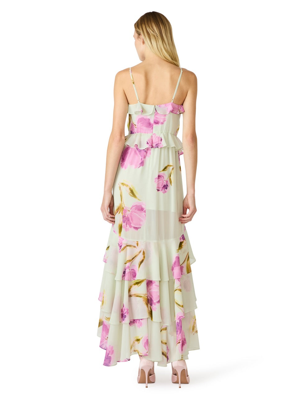Steve Madden Ciara Floral Ruffle Maxi Dress english rose 