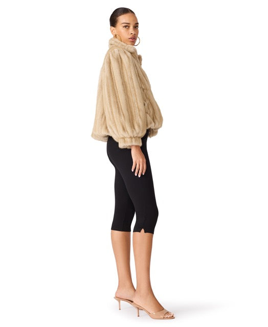 Steve Madden Deedee Bubble Faux Fur Jacket heather almond 