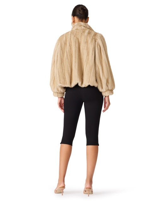 Steve Madden Deedee Bubble Faux Fur Jacket heather almond 