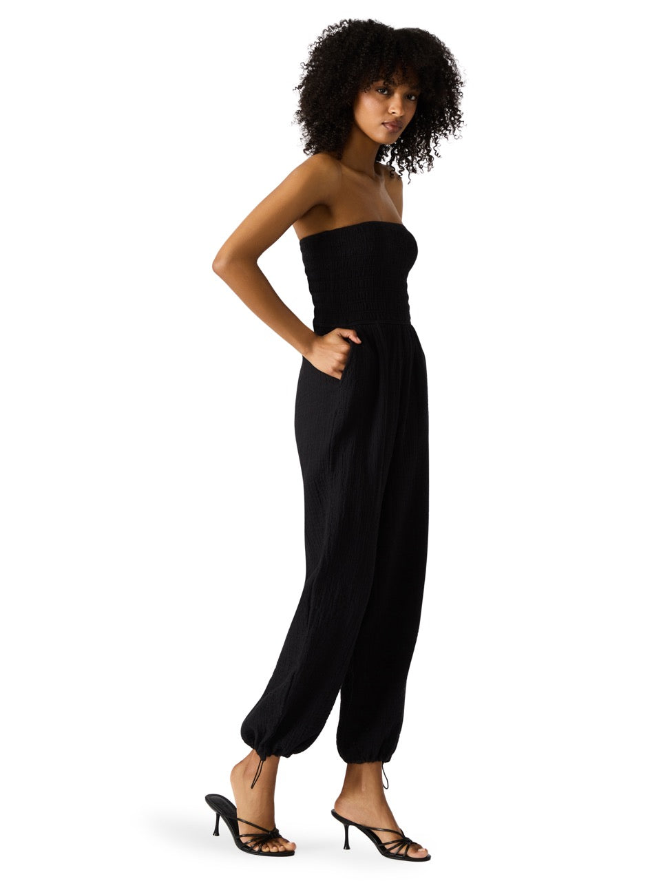 Steve Madden Echo Strapless Jumpsuit Black