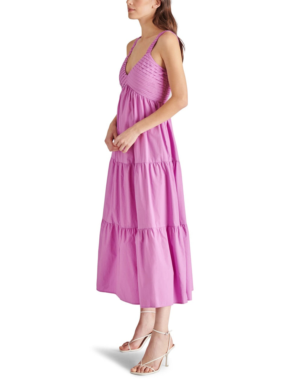 steve madden eliora solid sleeveless maxi dress in berry-side view