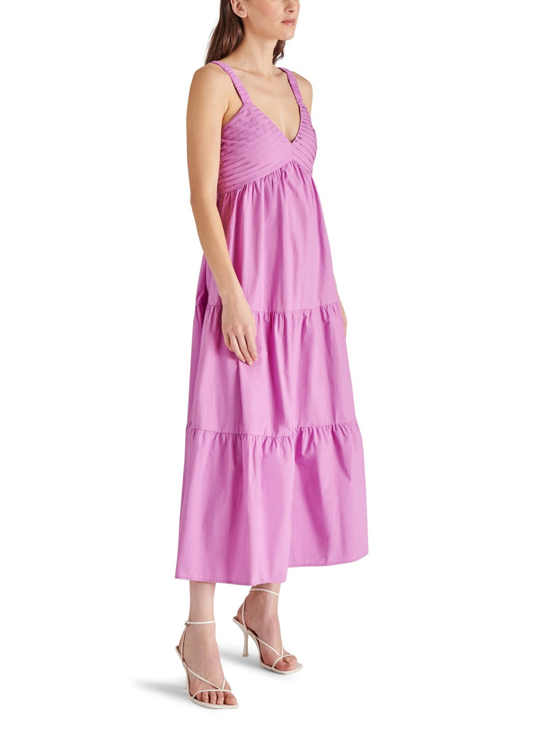 steve madden eliora solid sleeveless maxi dress in berry-side view