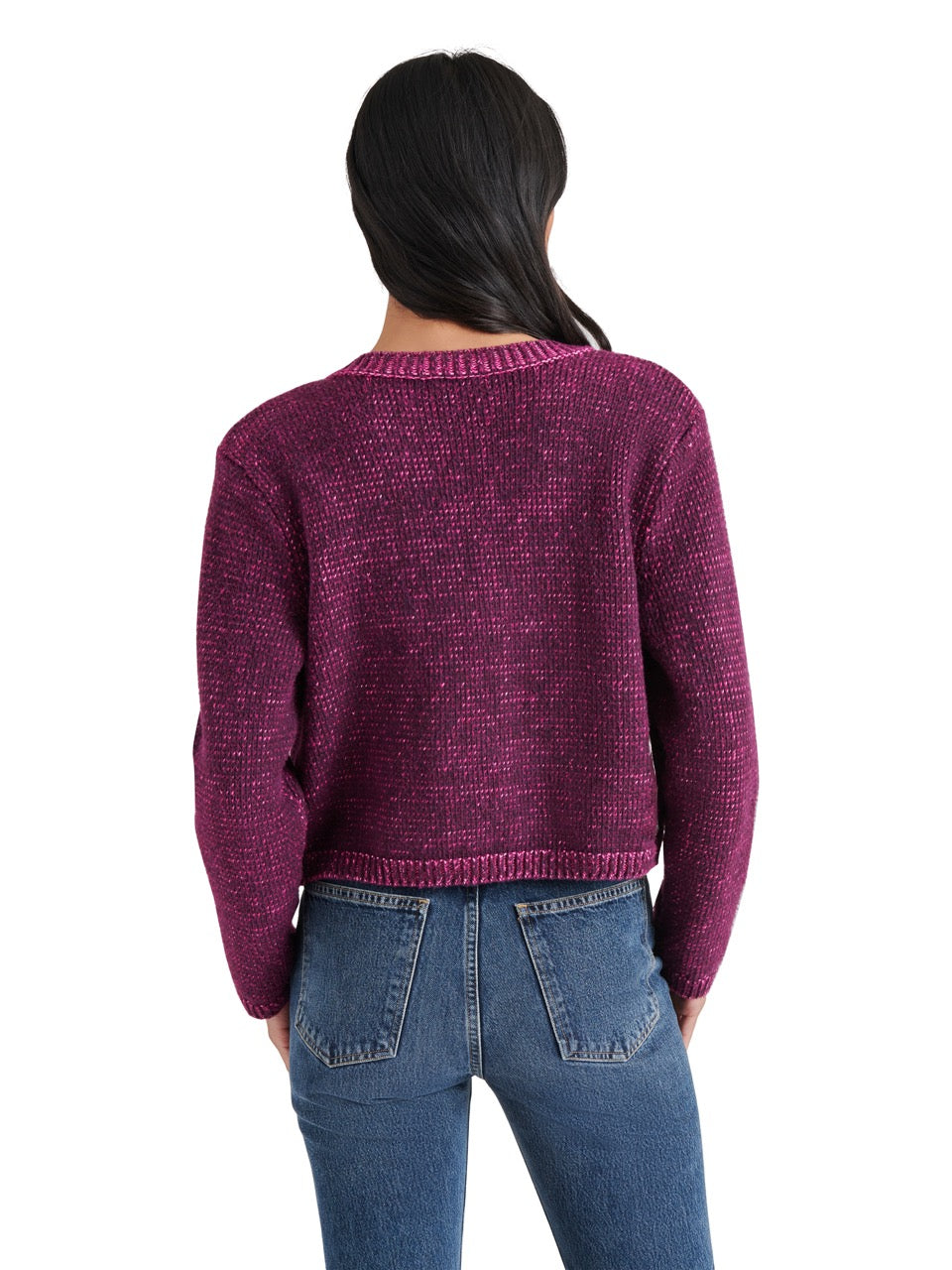 Steve Madden Emelia Sweater Jacket in aubergine-back