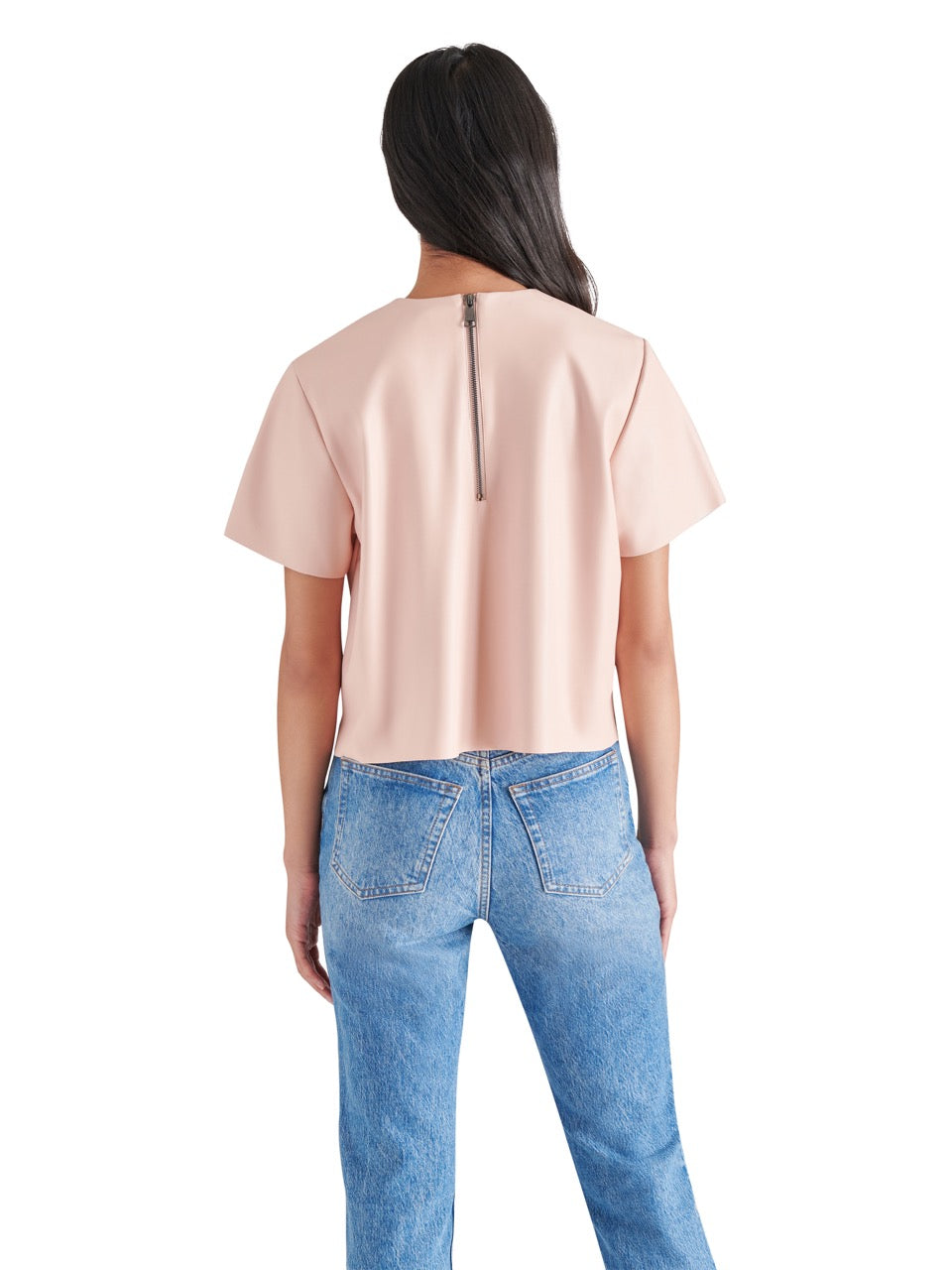 Steve Madden Ezra Faux Leather Top in ash rose-back