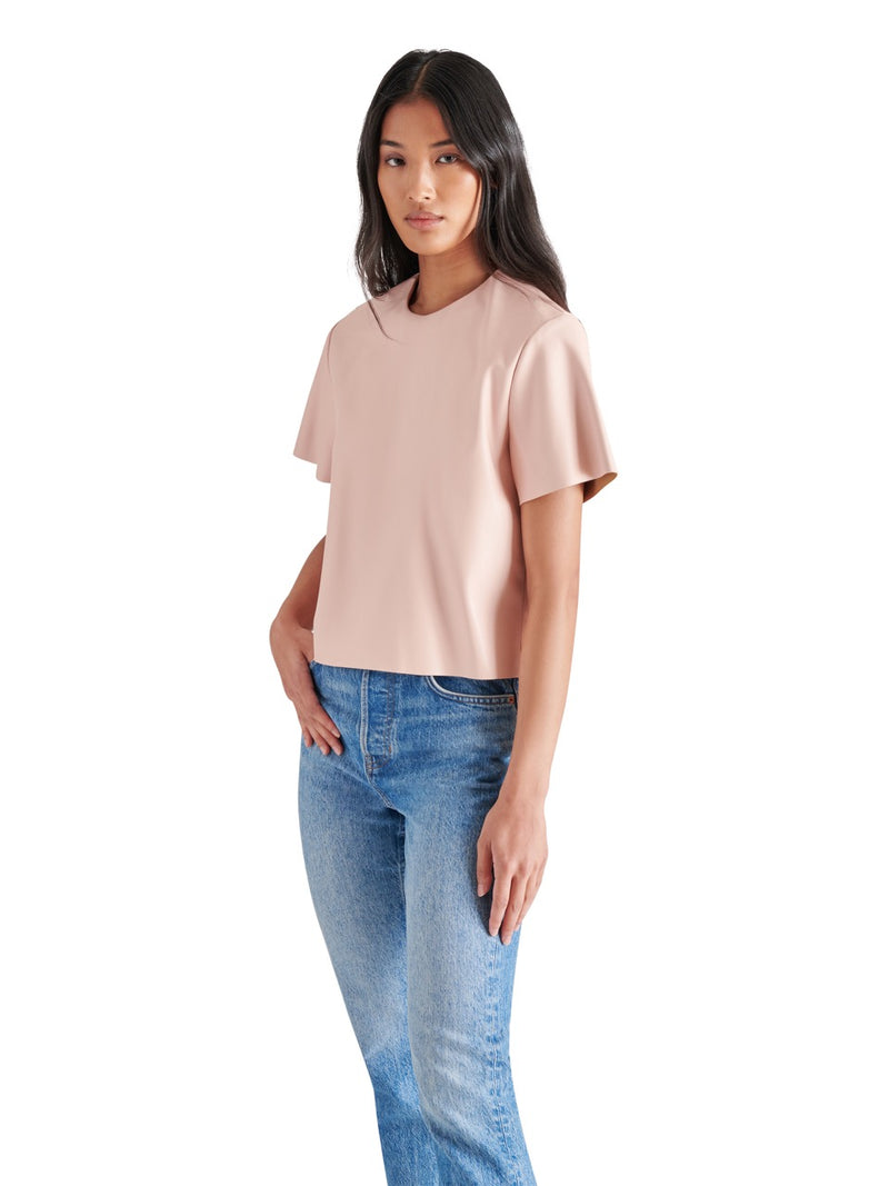 Steve Madden Ezra Faux Leather Top in ash rose-side