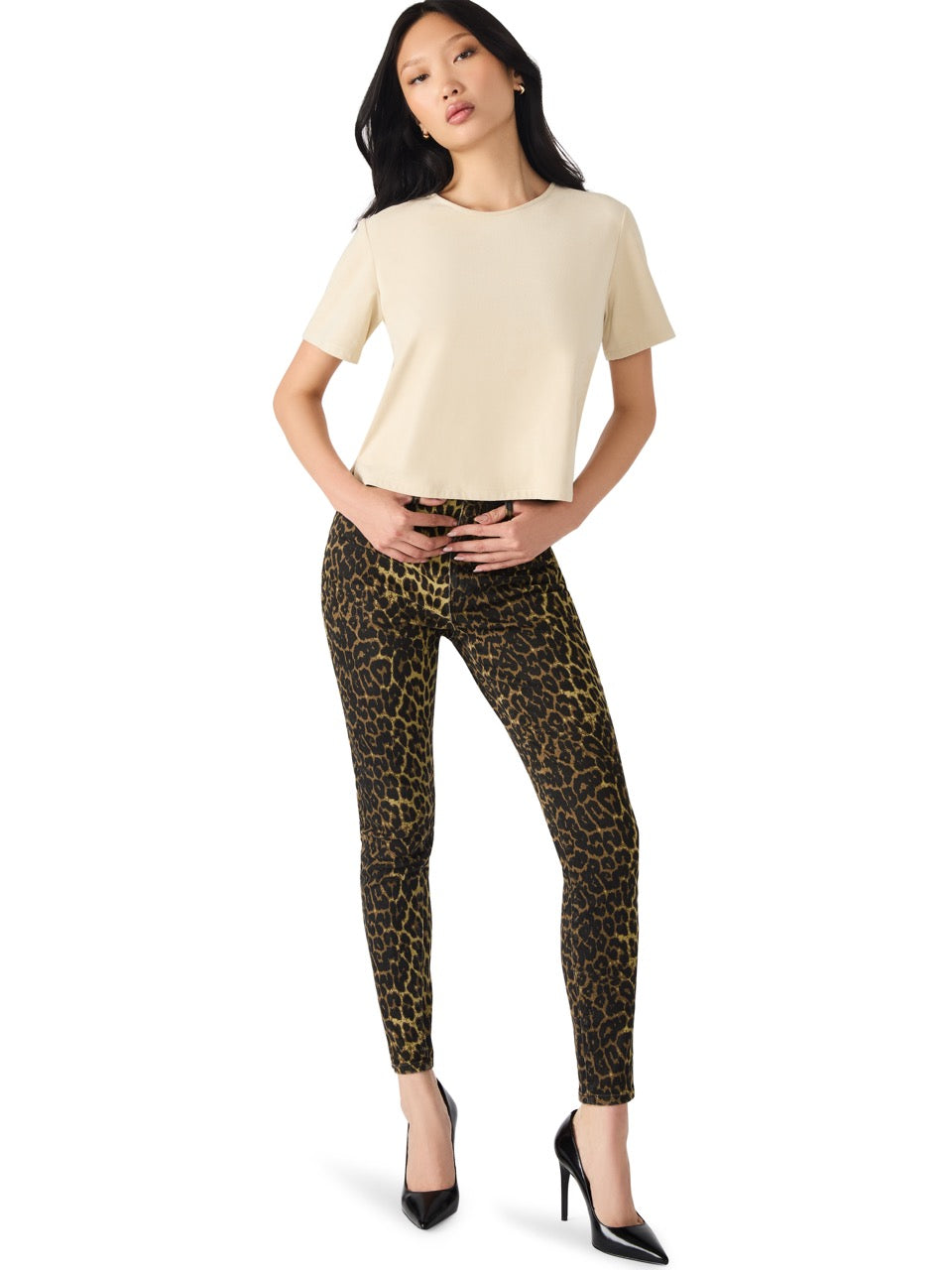 Steve Madden Ezra Faux Leather Top in cream 