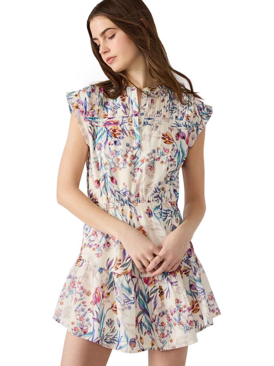 Steve Madden Faith Floral Mini Dress in antique 
