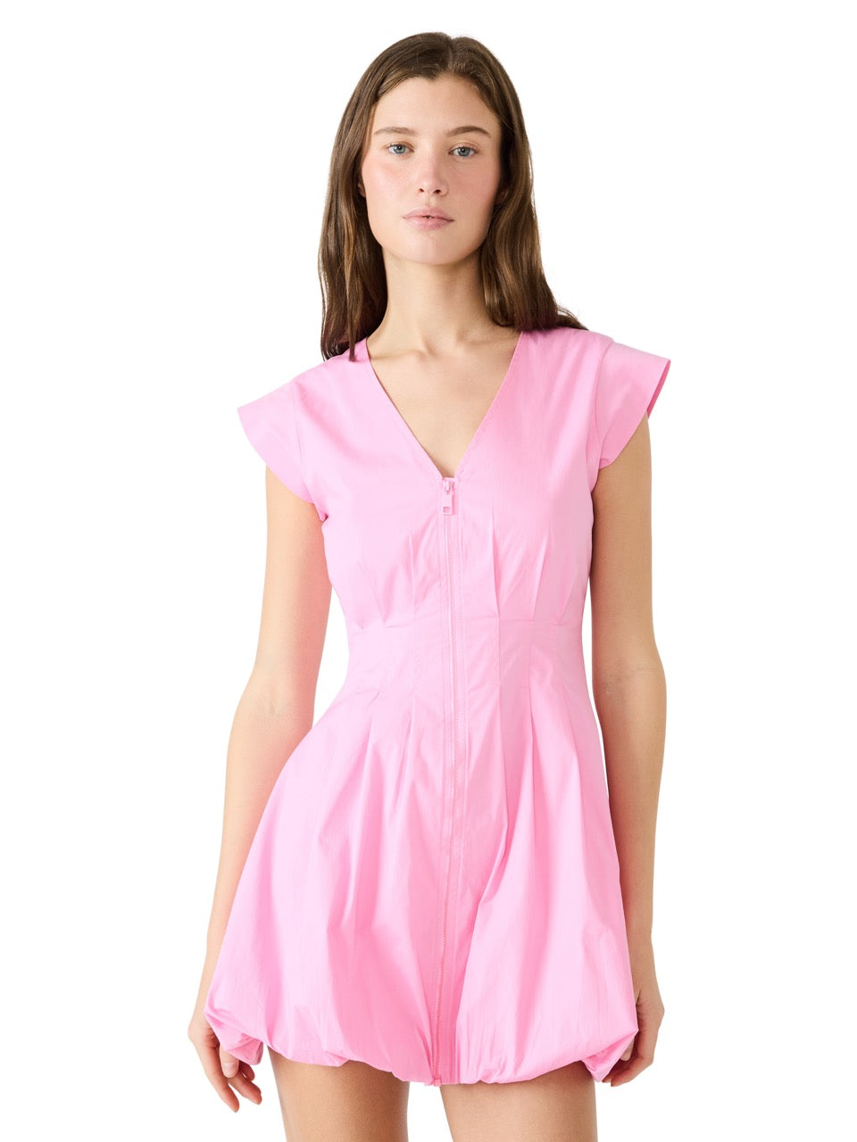 Steve Madden Gale Bubble Hem Mini Dress pink taffy 