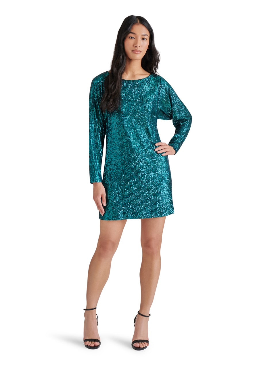 Steve Madden Ginger Sequin Mini Dress in deep teal-front