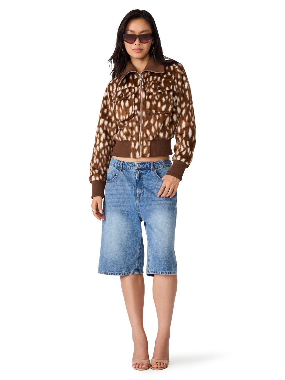 Steve Madden Hunton Jacket dark brown abstract dots 