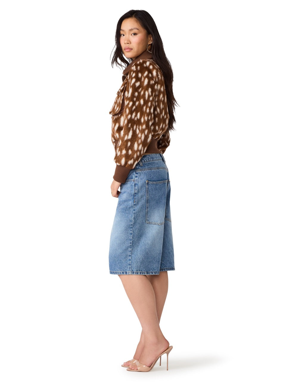 Steve Madden Hunton Jacket dark brown abstract dots 