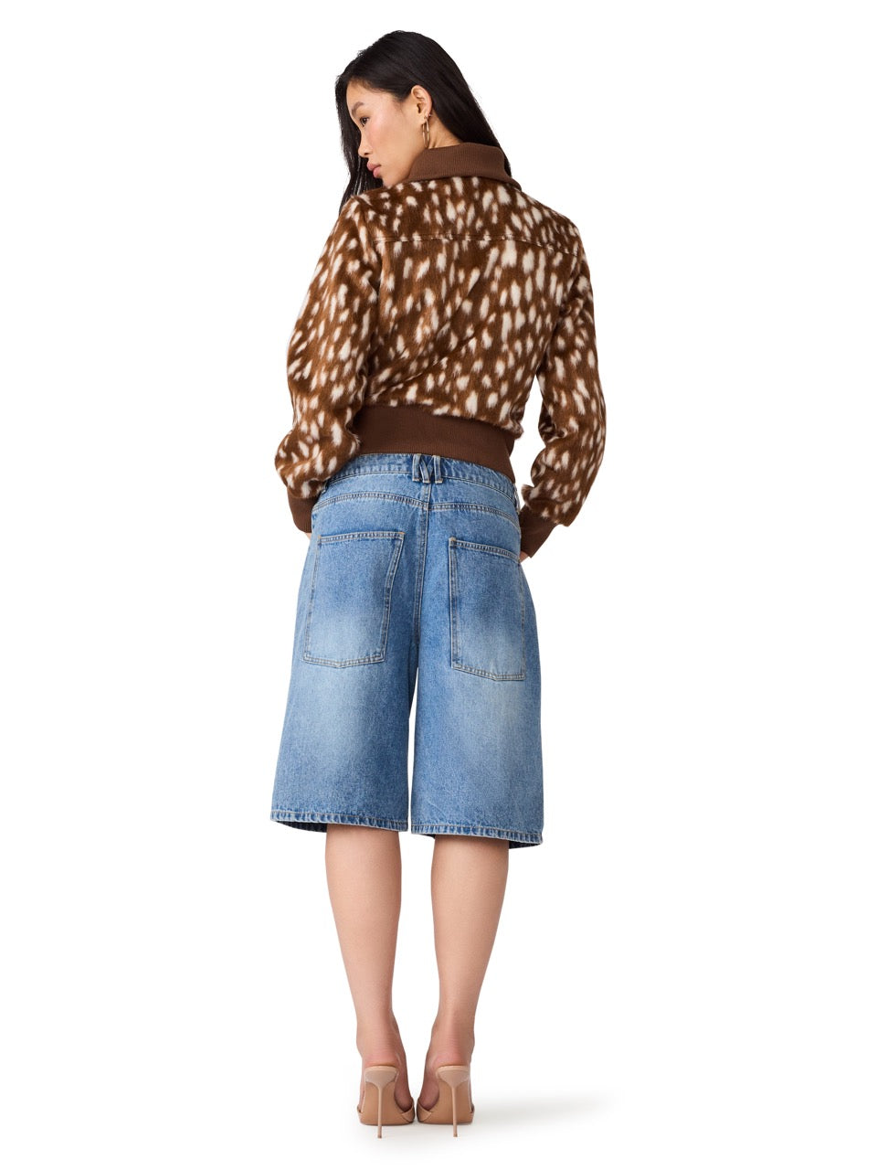 Steve Madden Hunton Jacket dark brown abstract dots 