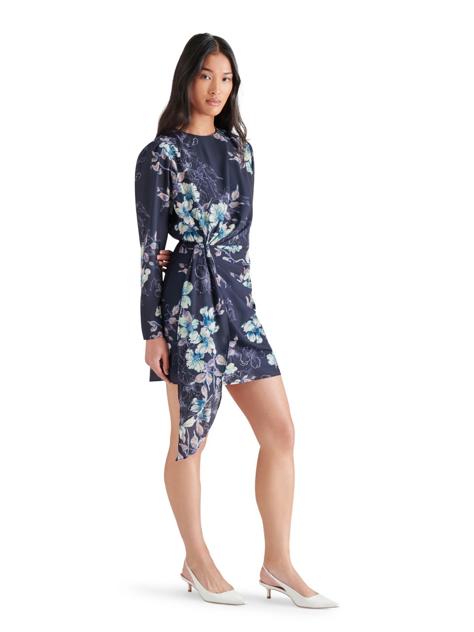 Steve Madden Jasmin Floral Wrap Dress in maritime blue-side