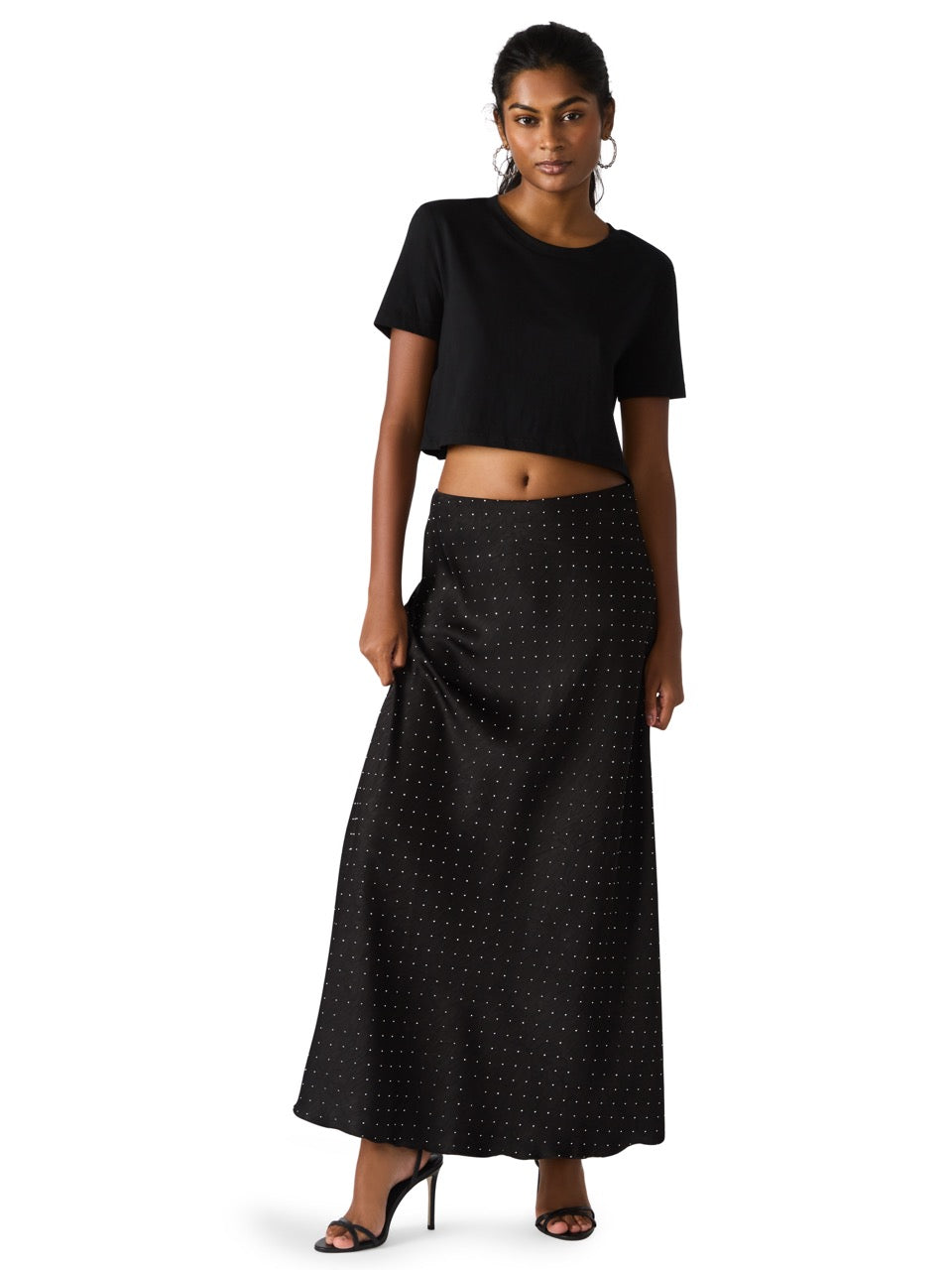 Steve Madden Jeannie Embellished Maxi Skirt black 