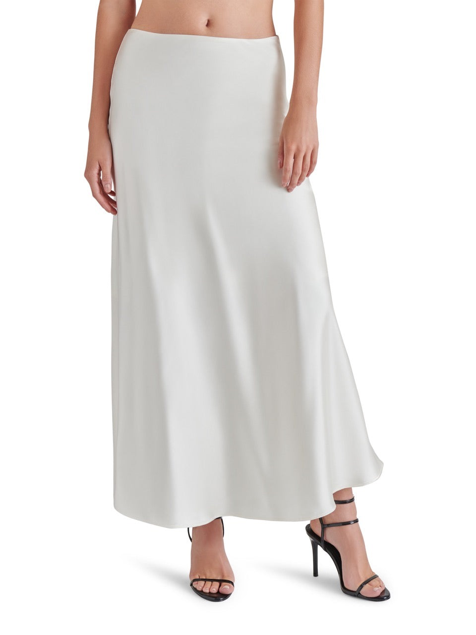 Steve Madden Jeannie Satin Maxi Skirt in whisper white-front