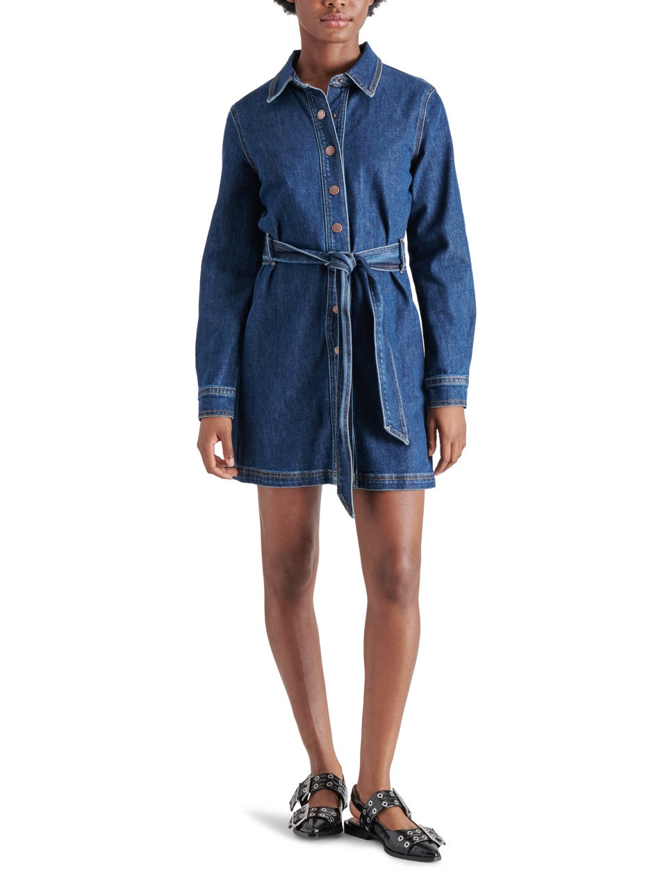 Steve Madden Jolena Shirt Dress in dark blue-front