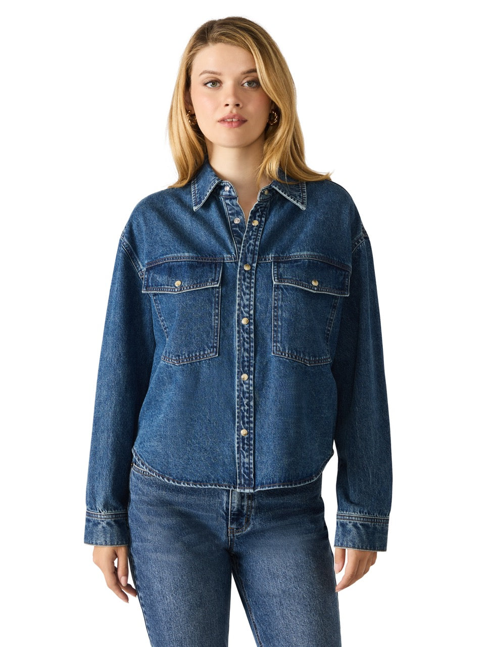 Steve Madden Judith Denim Shirt dark navy 