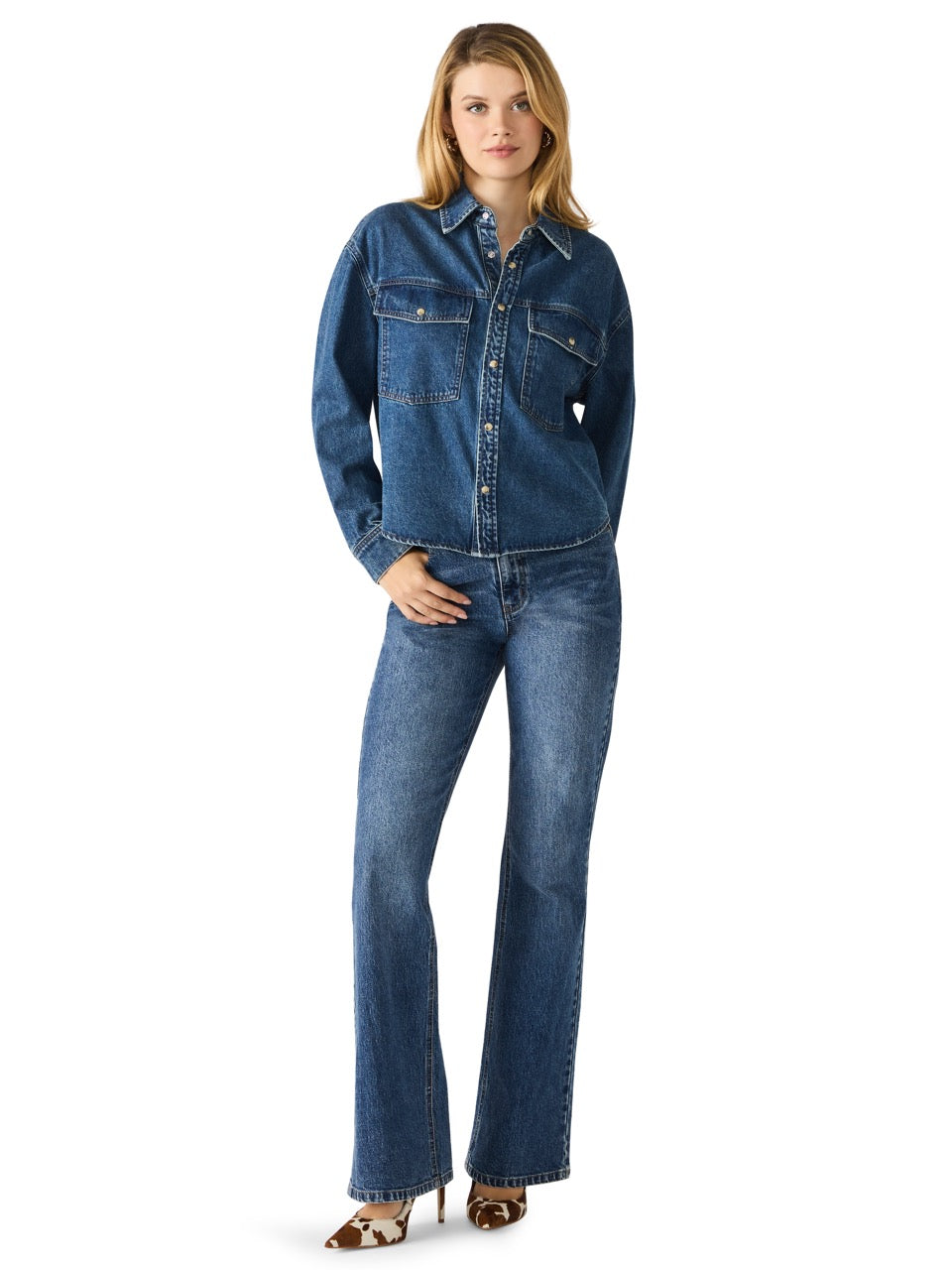 Steve Madden Judith Denim Shirt dark navy 