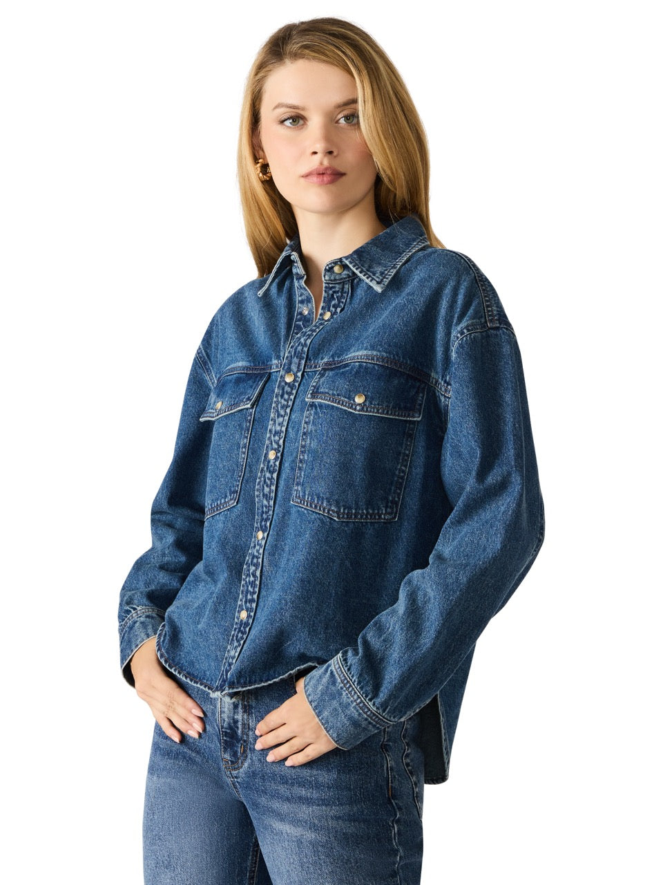 Steve Madden Judith Denim Shirt dark navy 