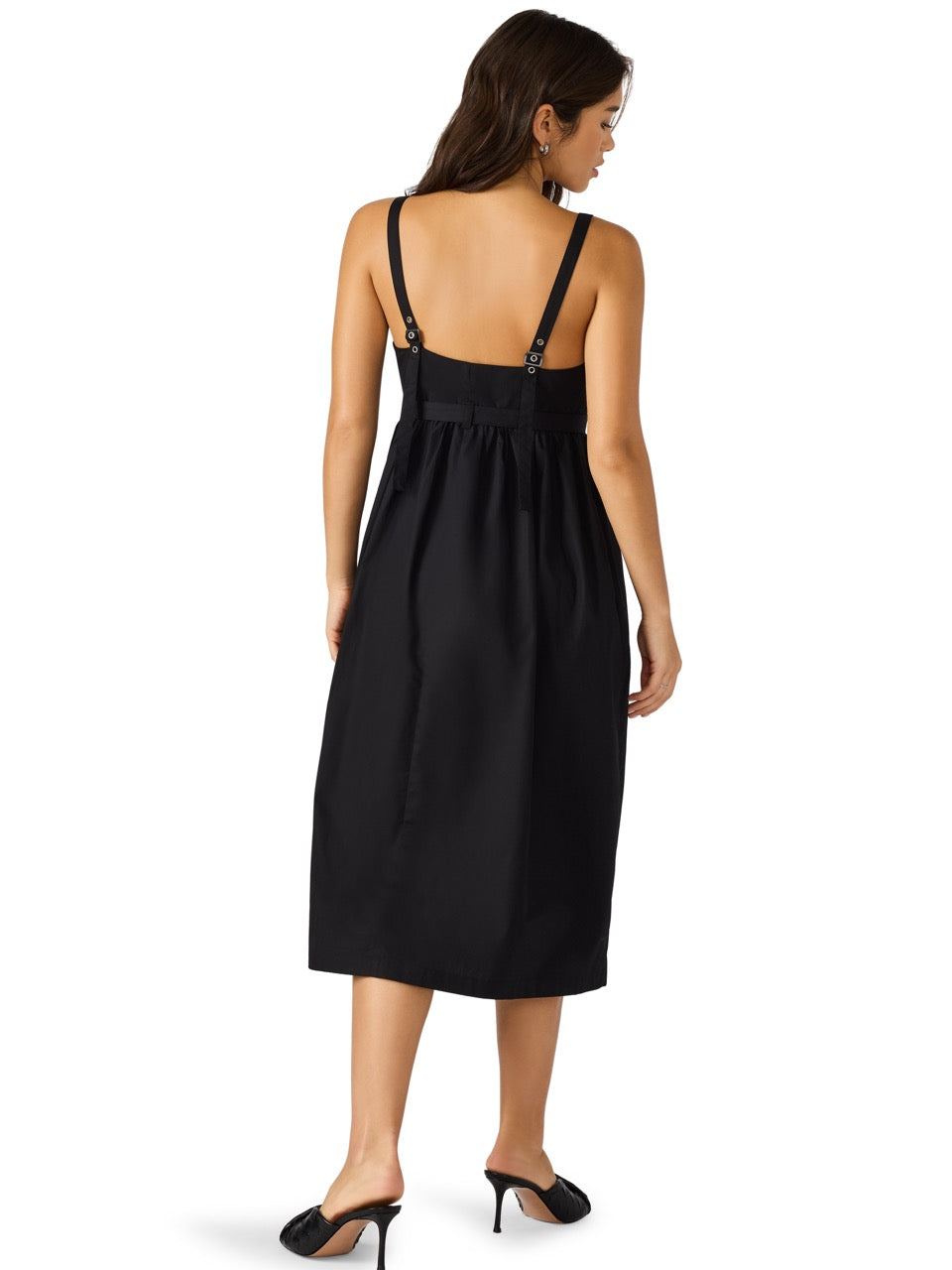 Steve Madden Juno Sleeveless Belted Smocked Dress Black