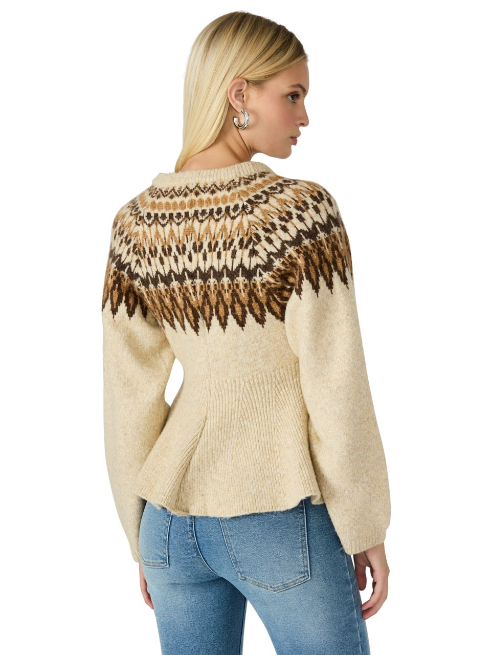 Steve Madden Kyndra Fair Isle Flare Cardigan in multi color