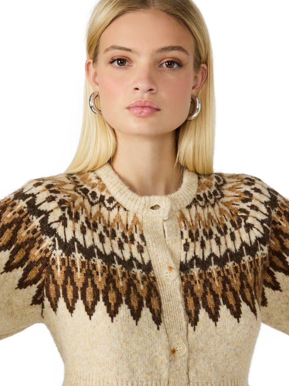 Steve Madden Kyndra Fair Isle Flare Cardigan in multi color