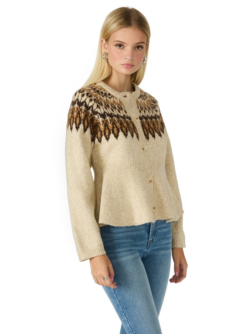 Steve Madden Kyndra Fair Isle Flare Cardigan in multi color