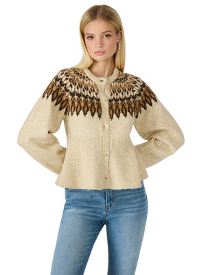 Steve Madden Kyndra Fair Isle Flare Cardigan in multi color