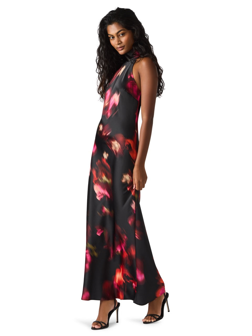 Steve Madden Lara Floral Halter Tie Dress blurry