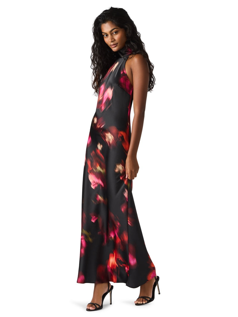 Steve Madden Lara Floral Halter Tie Dress blurry