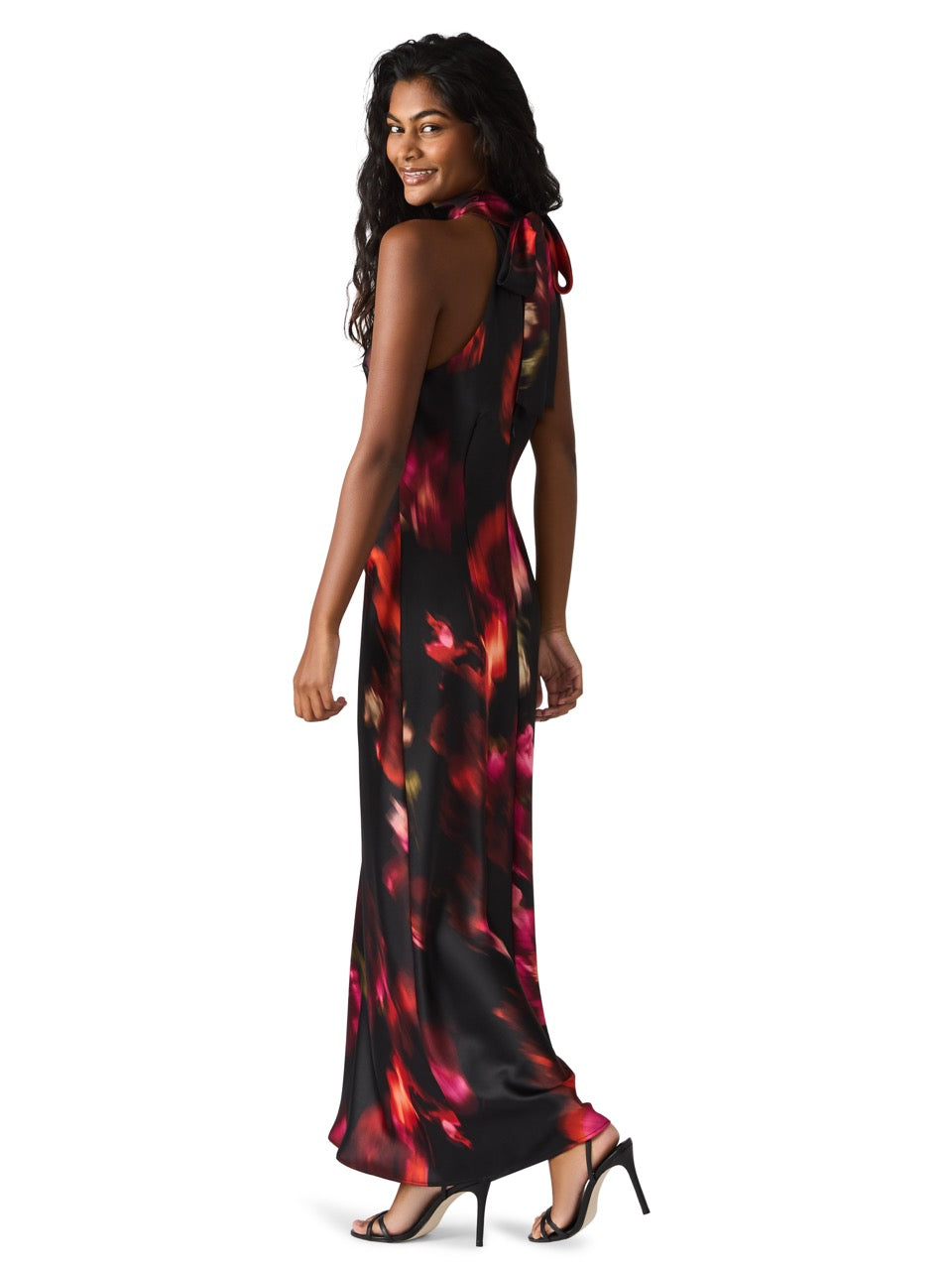 Steve Madden Lara Floral Halter Tie Dress blurry