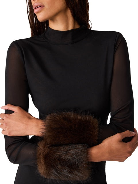 Steve Madden Lillienne Faux Fur Sheer Top