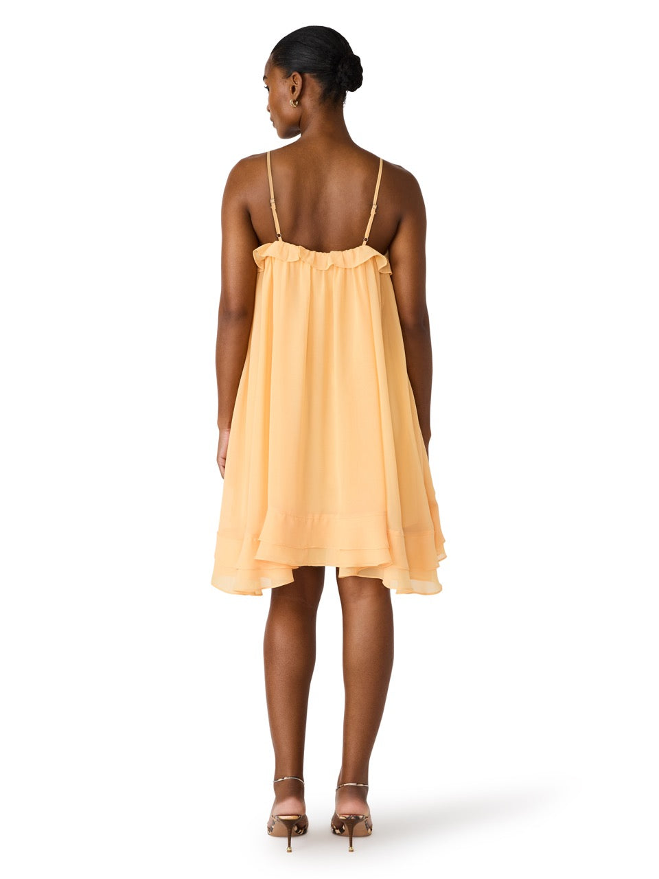 Steve Madden Lorella Solid Ruffle Dress apricot 