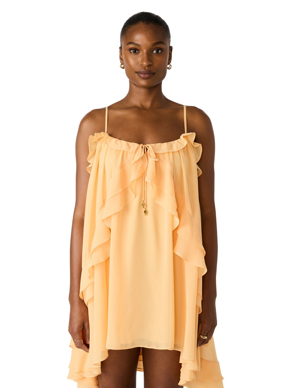 Steve Madden Lorella Solid Ruffle Dress apricot 