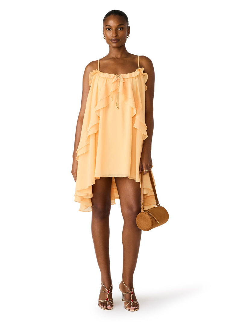Steve Madden Lorella Solid Ruffle Dress apricot 