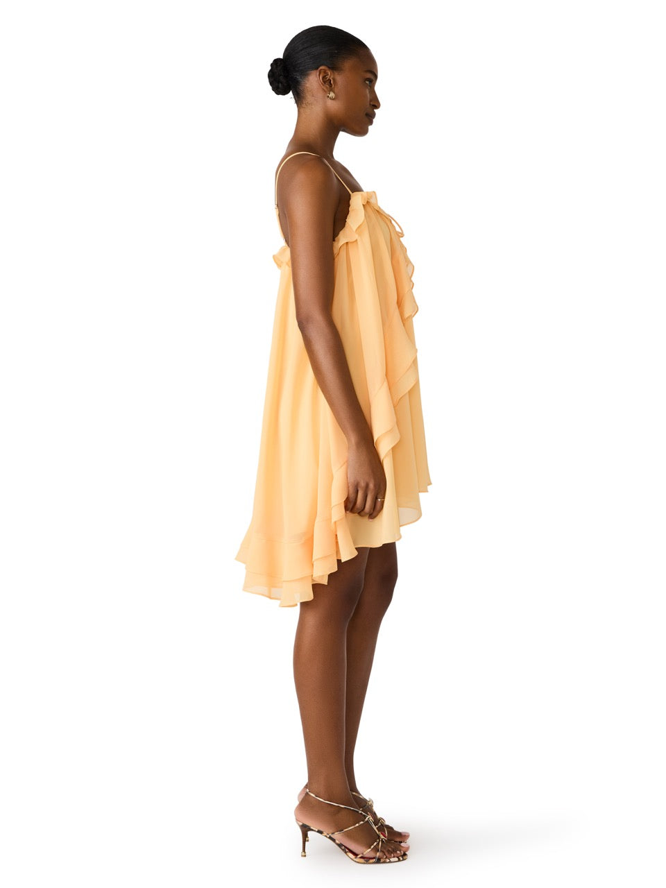 Steve Madden Lorella Solid Ruffle Dress apricot 