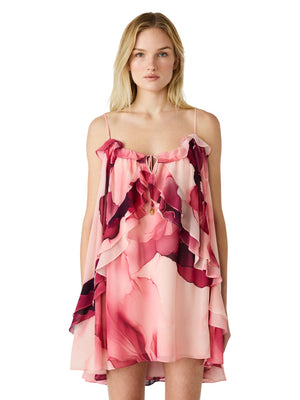 Steve Madden Lorella Print Ruffle Dress coral cloud 