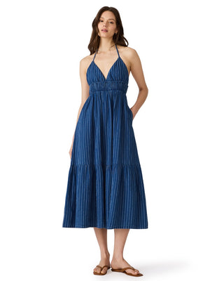 Steve Madden Lucky Stripe Denim Maxi Dress mixed indigo