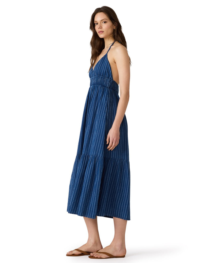Steve Madden Lucky Stripe Denim Maxi Dress mixed indigo