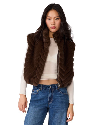 Steve Madden Luxie Faux Fur Chevron Vest