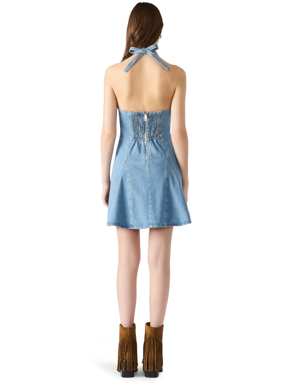 Steve Madden Malia Halter Mini Dress in medium blue 