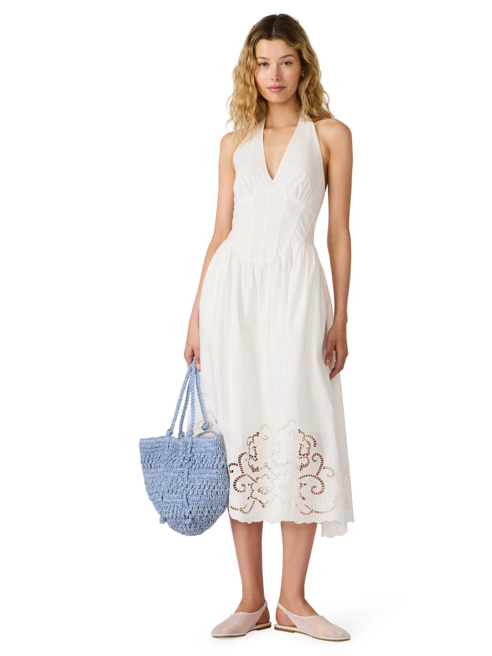 Steve Madden Margie Crochet Halter Dress antique 