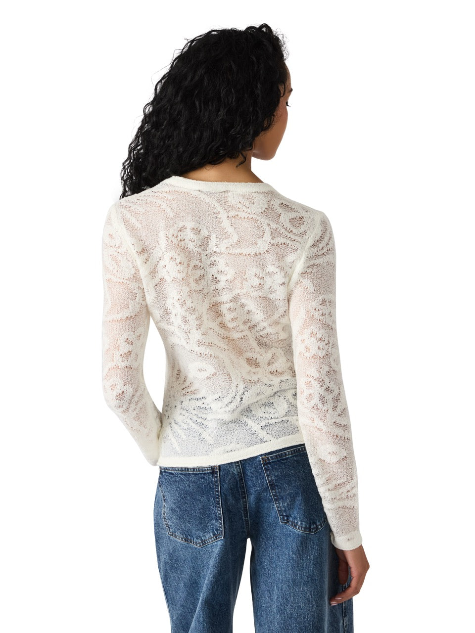 Steve Madden Megann Floral Pattern Mesh Top antique