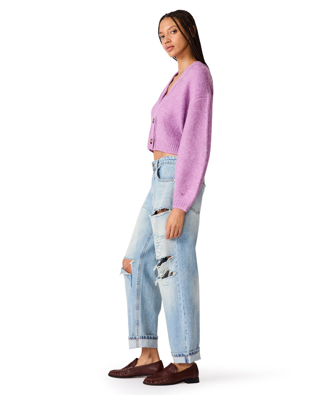 Steve Madden Mica Cropped Cardigan dusty lavender