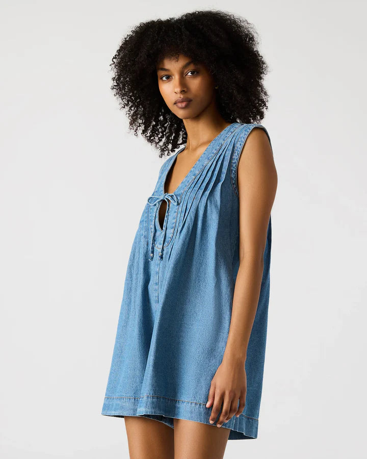 Steve Madden Mick Pintuck Denim Romper 