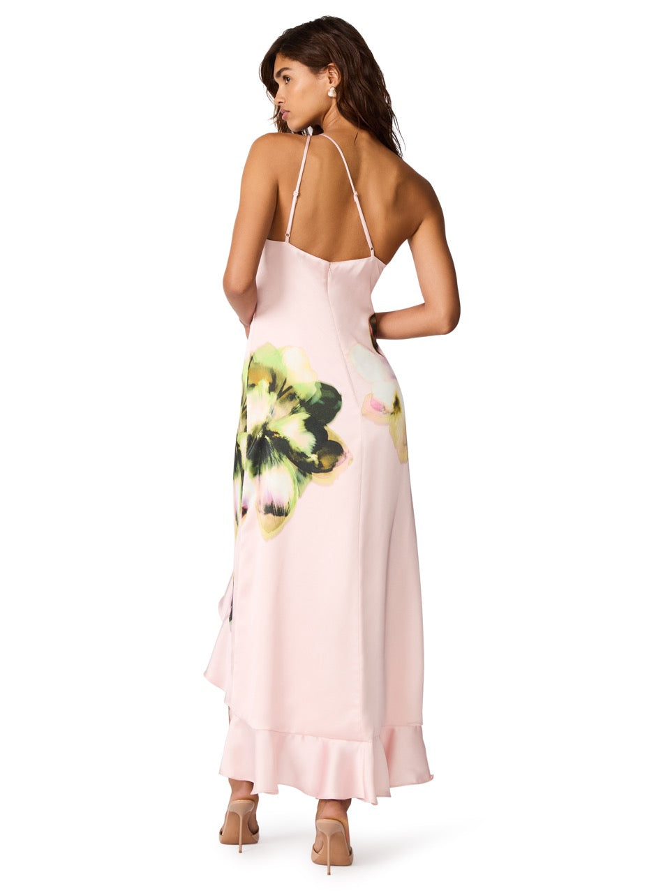 Steve Madden Mindy Floral Print High-Low Dress pink carnation 